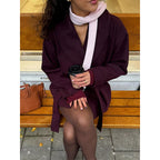Damen Komfortabler Oversized-Mantel mit breitem Kragen R&B