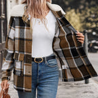 Damen Karierte Flanelljacke mit sanftem Kragen R&B