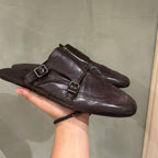 Damen elegante Mokassins mit doppeltem Riemen und feiner Prägung R&B