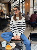 Damen Strickpullover mit maritimen Streifen und Knopfdetails R&B