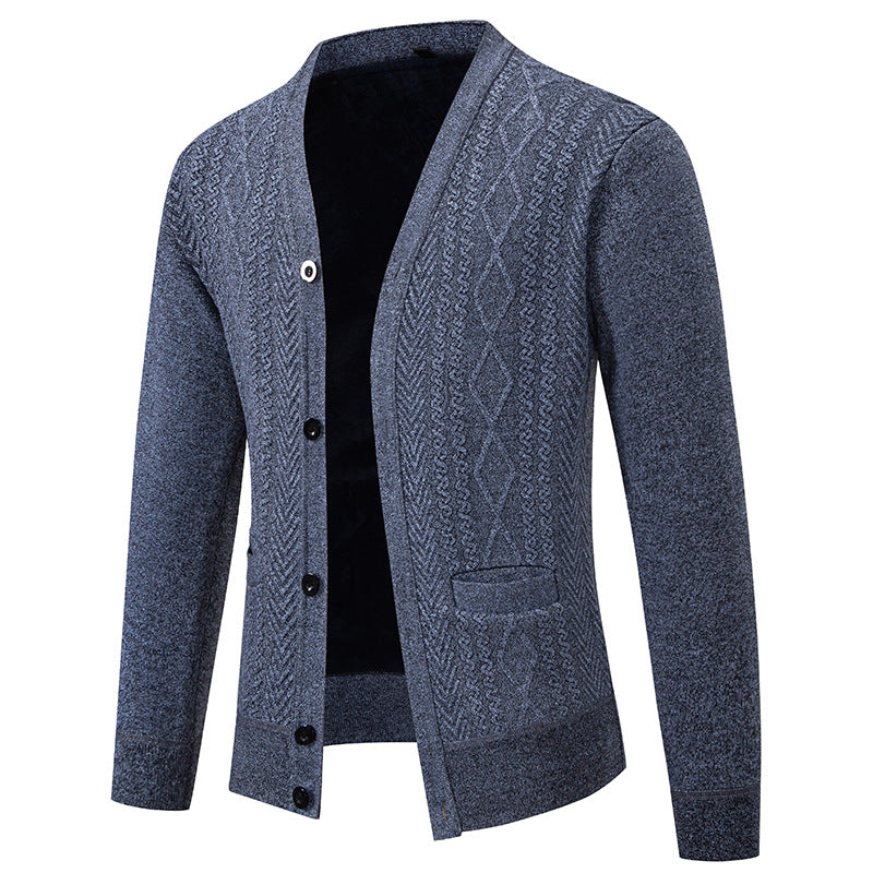 Herren Strickjacke mit strukturiertem Design und Knopfverschluss R&B