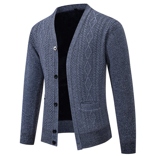 Herren Strickjacke mit strukturiertem Design und Knopfverschluss R&B