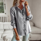 Damen Bluse mit Rüschendetails und feiner Struktur R&B