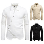 Herren modisches Hemd mit asymmetrischem Knopfdesign und eleganter Passform R&B