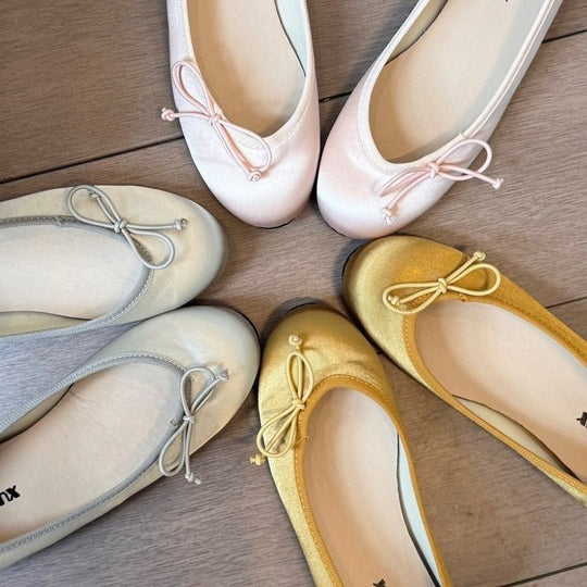 Damen Ballerinas aus satinierter Struktur mit dekorativem Schleifendetail R&B
