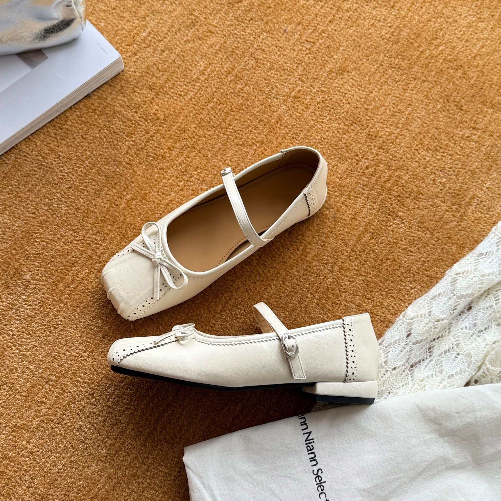 Damen Ballerinas mit modischem Riemchen und dekorativem Schleifen-Detail R&B