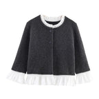 Damen Kurzjacke mit Rüschen und Knopfdetails R&B