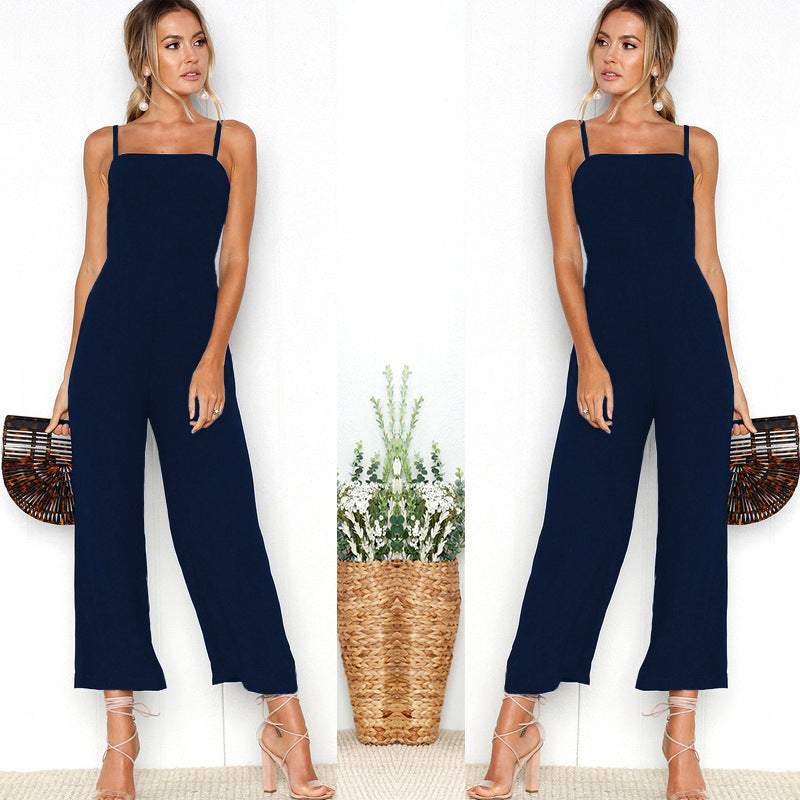 Damen Jumpsuit mit schmalen Trägern und weitem Beinschnitt R&B