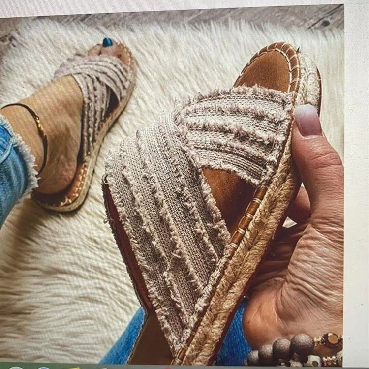 Damen Freizeitsandalen aus hochwertigem, atmungsaktivem Material mit elegantem Textilüberzug