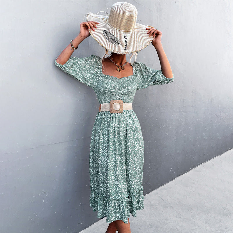 Damen Kleid mit elastischem Taillengürtel und Rüschendetails R&B