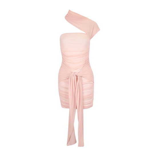 Damen Mini-Raffkleid mit asymmetrischem Schnitt und dekorativen Drapierungen R&B