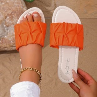 Damen Komfortable Riemchen-Sandalen mit modischem Falten-Design R&B