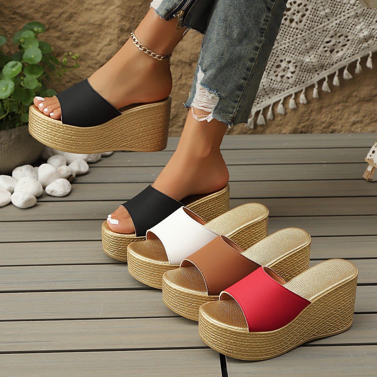 Damen Wedge-Pantoletten mit elegantem Design und komfortablem Fußbett
