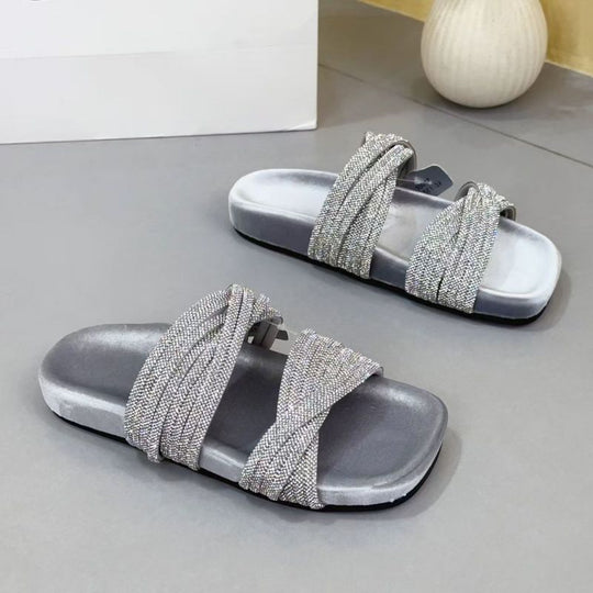 Damen trendige Slipper mit glitzernden Riemen R&B