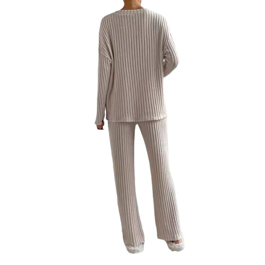 Damen Lässiges Freizeitsweat-Set mit V-Ausschnitt und weitem Schnitt R&B