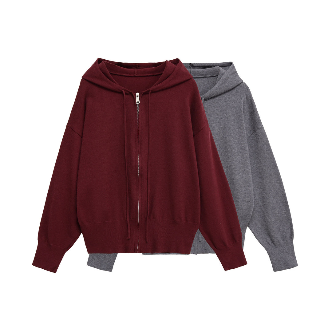 Damen lässige Kapuzenjacke mit Reißverschluss R&B
