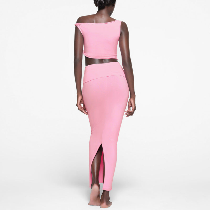 Damen Crop-Top und Maxi-Rock Set R&B