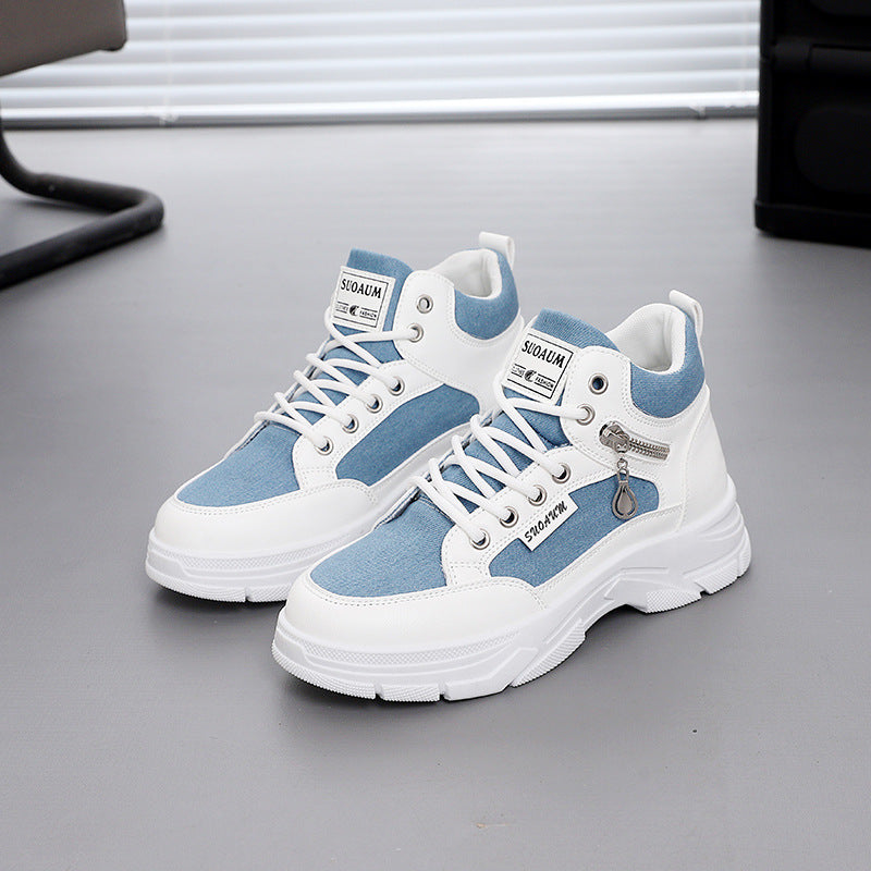 Damen High-Top Sneakers mit auffälligem Leopardenmuster und trendiger Sohle R&B