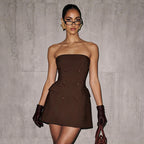 Damen Elegantes Abendkleid mit Off-Shoulder-Design und Fließendem Cape R&B