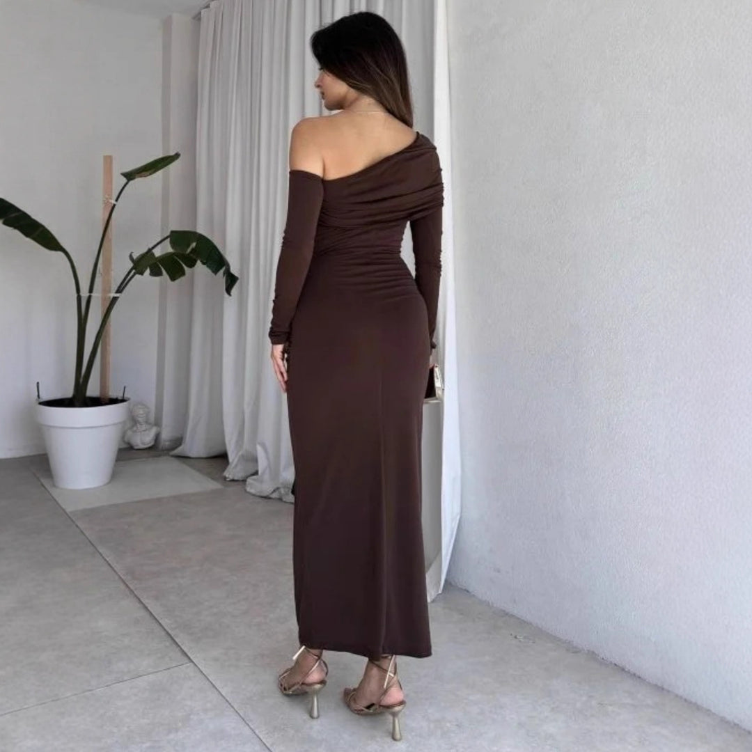 Damen elegantes Wickelkleid mit asymmetrischem Design und raffinierten Drapierungen R&B