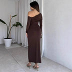 Damen elegantes Wickelkleid mit asymmetrischem Design und raffinierten Drapierungen R&B