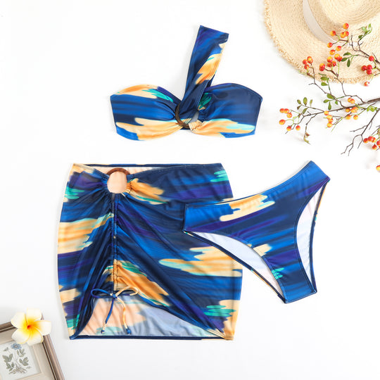Damen Cropped Bikini-Set mit verspieltem Rüschendesign und elegantem Bindeträgersystem R&B