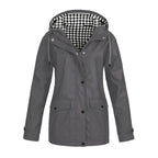 Damen modische Regenjacke mit kontrastierendem Innenfutter und praktischen Taschen R&B