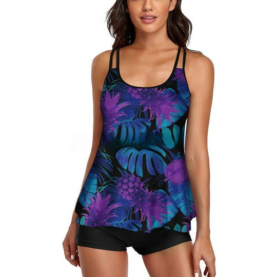Damen Sportliches Tankini-Set mit bequemem Shorts und verstellbaren Trägern R&B