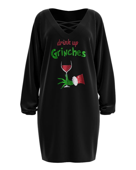 Damen lässiges Weihnachtskleid mit einzigartigem Druckdesign und weitem Schnitt R&B
