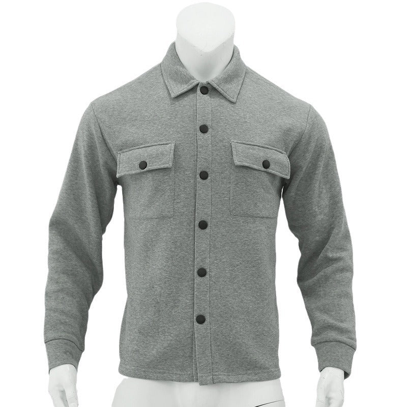 Herren nan Wollmix-Hemdjacke mit aufgesetzten Brusttaschen durchgehender Knopfleiste und Kentkragen R&B