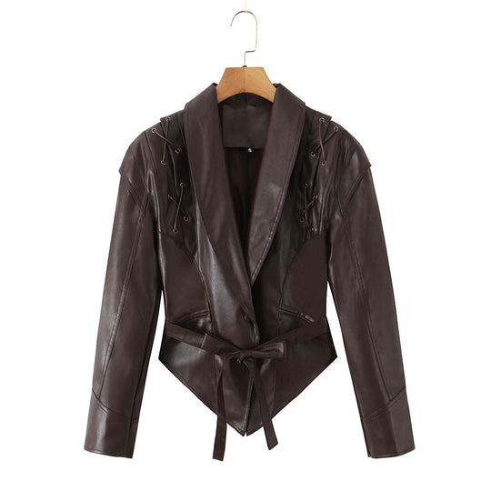 Damen Bikerblazer mit Schnürdetails