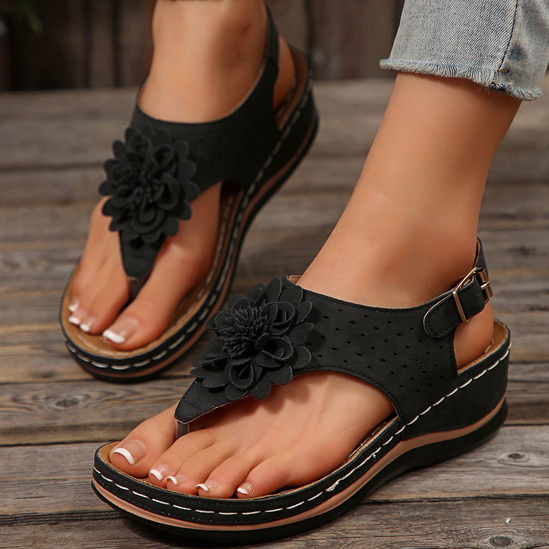 Damen Zehentrenner-Sandalen mit floralem Dekor und atmungsaktivem Obermaterial R&B