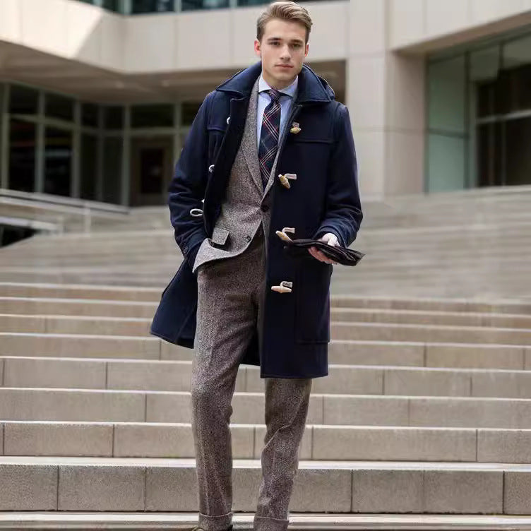Herren Stilvoller Dufflecoat mit Knopfdetails R&B