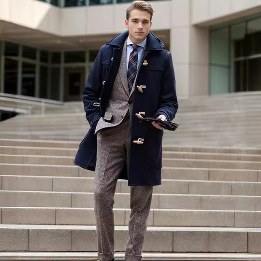 Herren Stilvoller Dufflecoat mit Knopfdetails R&B
