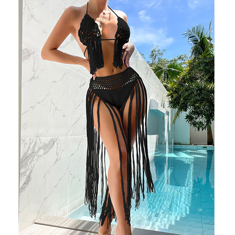 Damen Häkel-Bikini-Set mit fransigen Akzenten und einzigartigem Schnitt R&B