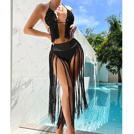 Damen Häkel-Bikini-Set mit fransigen Akzenten und einzigartigem Schnitt R&B