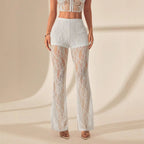 Damen Elegante Spitzenhose mit weit geschnittenem Bein R&B