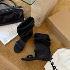 Damen Elegante Sandalen mit einzigartigem Falten-Design und modischem Verstellriemen R&B