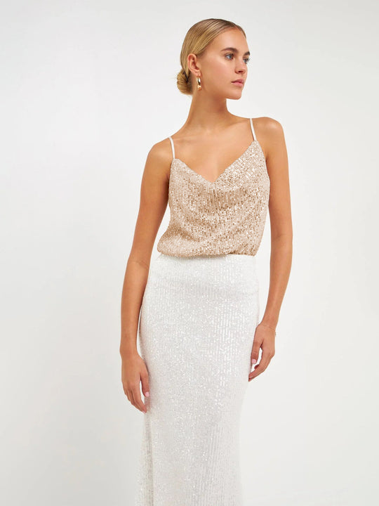 Damen Glitzerndes Spaghettiträgershirt mit V-Ausschnitt R&B