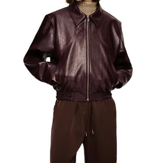 Damen Kunstlederjacke mit lässigem Schnitt und Reißverschluss R&B