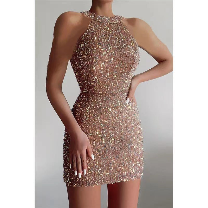 Damen Glamouröses Pailletten-Cocktailkleid mit figurbetontem Schnitt R&B
