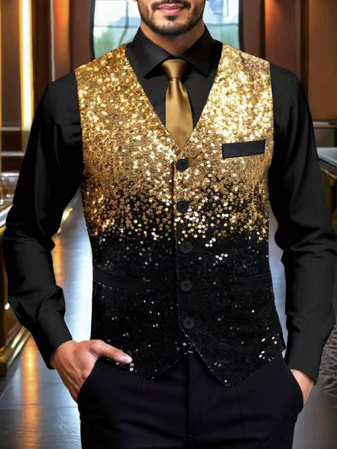 Herren Glitzernde Festtagsweste R&B