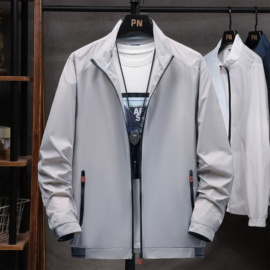 Herren leichte wasserabweisende Übergangsjacke mit praktischen Reißverschluss-Taschen R&B