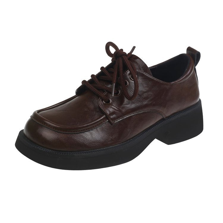 Damen modische Schnürschuhe mit klobiger Sohle und glänzender Oberfläche R&B