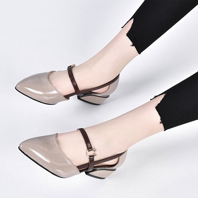 Damen Elegante Ballerinas mit modischer Schnallenverzierung R&B
