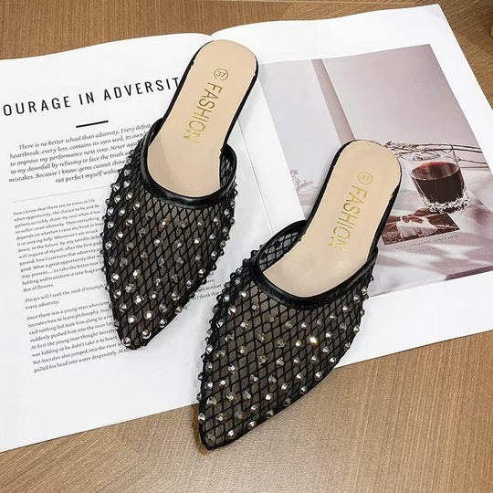 Damen elegante und funkelnde Hausschuhe mit Netzdesign R&B