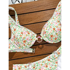 Damen Bikini-Set mit floralem Druck und raffinierten Rüschen R&B