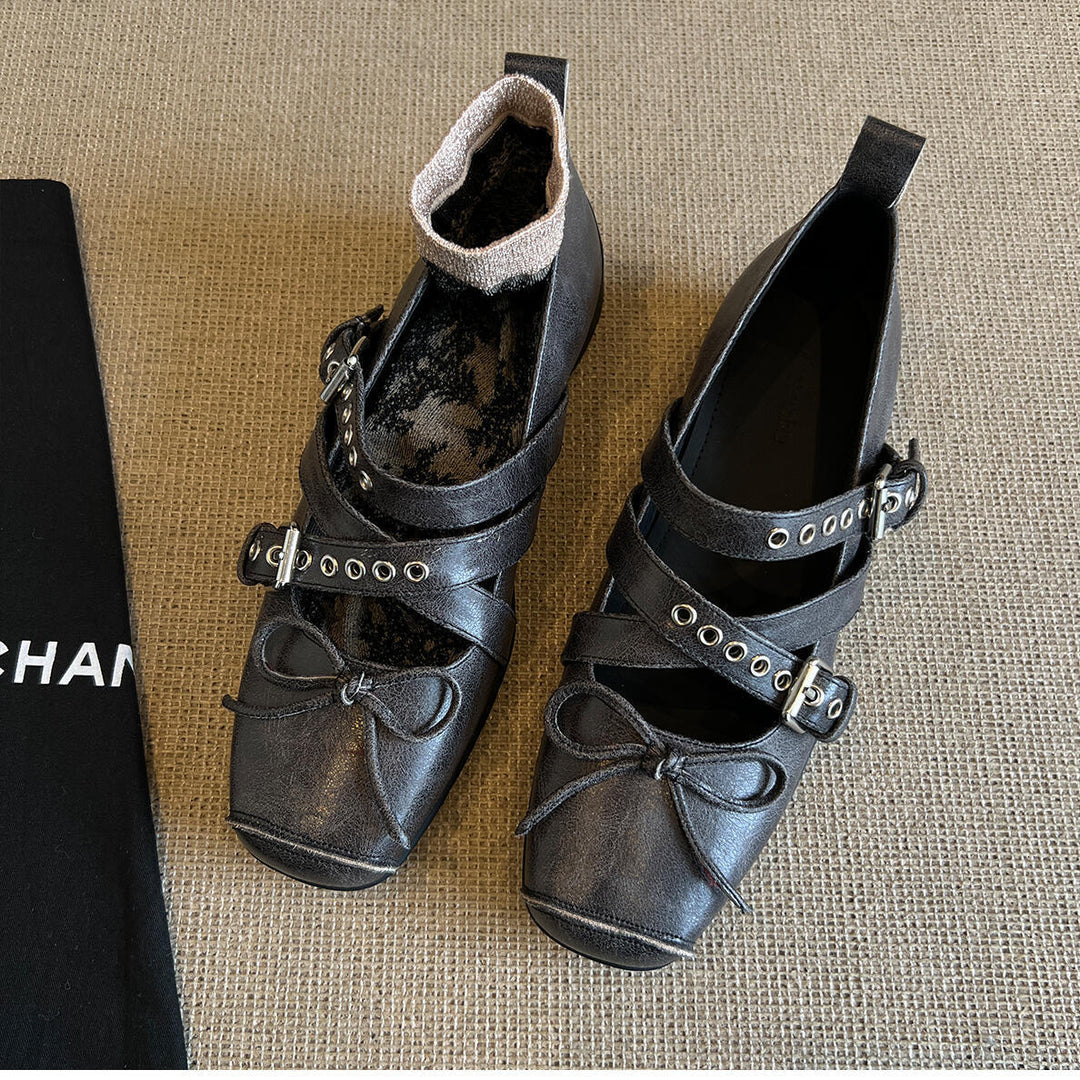 Damen Ballerinas mit dekorativem Riemendesign und raffinierter Faltengestaltung R&B