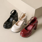 Damen Elegante Blockabsatz-Pumps mit verstellbarem Riemen R&B