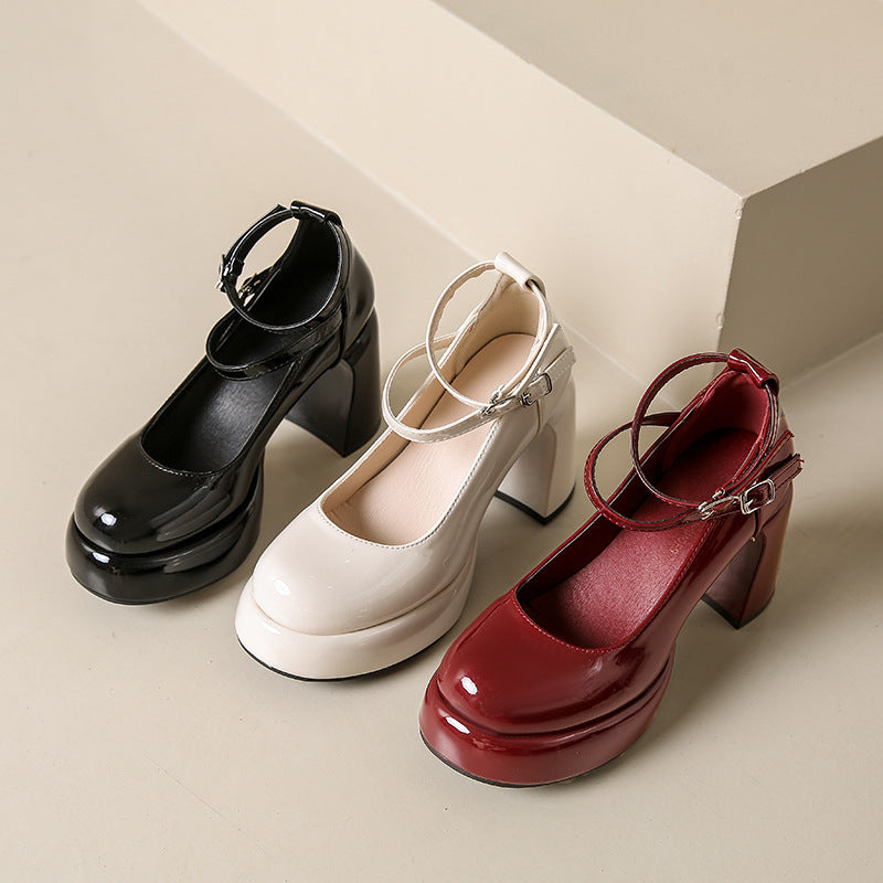 Damen Elegante Blockabsatz-Pumps mit verstellbarem Riemen R&B